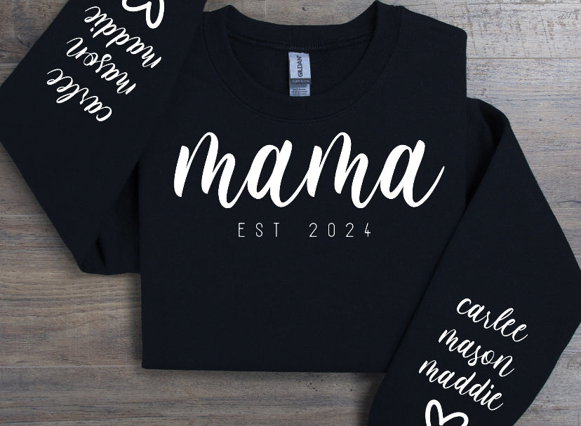 Mamá Sweatshirt con nombres de los hijos