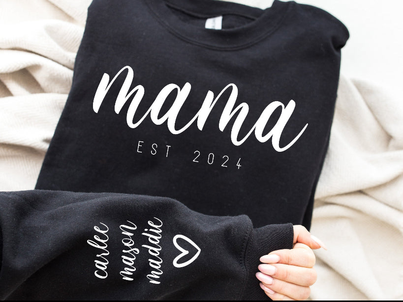 Mamá Sweatshirt con nombres de los hijos