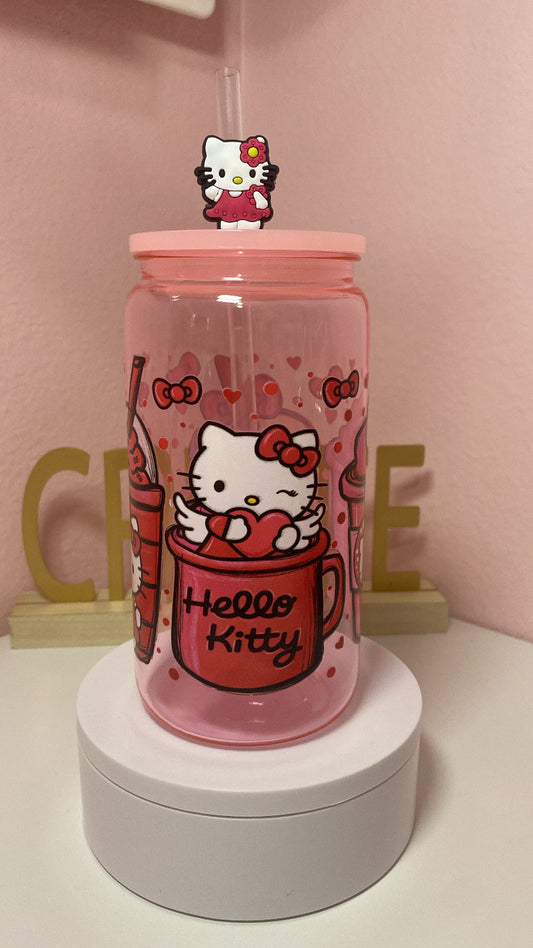 Kawaii Acrylic Plastic Cups con topper Kitty